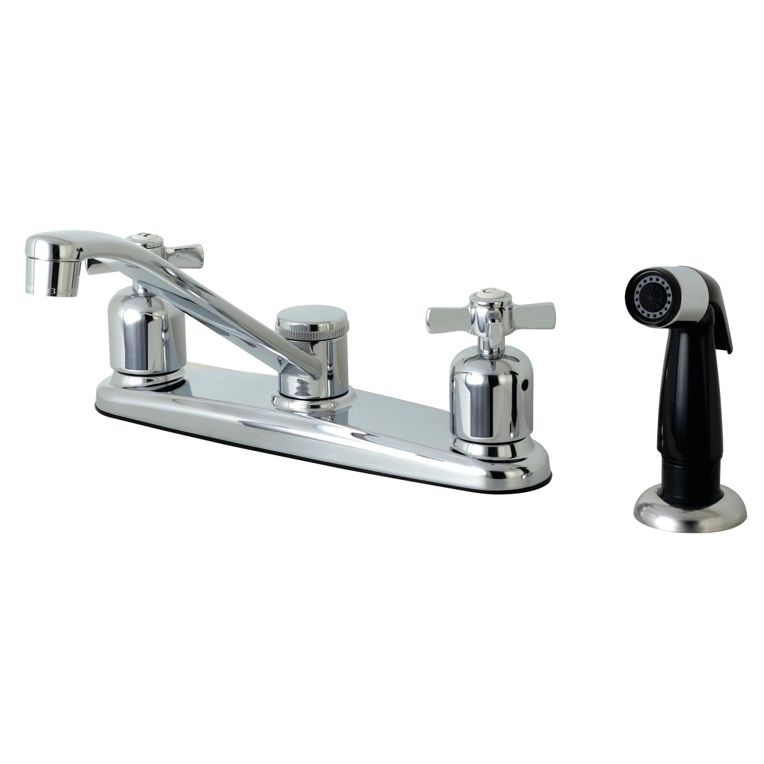 Kingston Tulare FB112ZX - Millennium Two-Handle 4-Hole 8" Centerset Kitchen Faucet with Side Sprayer, Polished Chrome — image 1